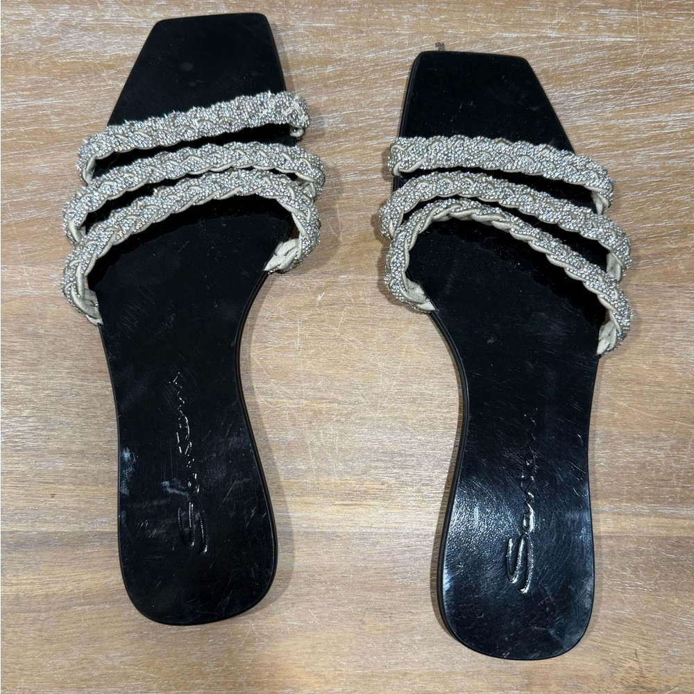 NEW! Santoni Swarovski Foster Crystal Triple Band Slide Sandal 37 - Picture 7 of 10